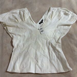 Express Cream V-Neck Blouse